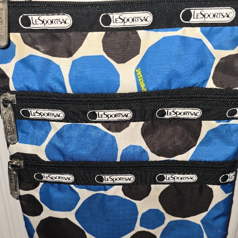 LeSportsac Blue and Black Polka Dot Shoulder Bag Crossbody Bag - Picture 4 of 9
